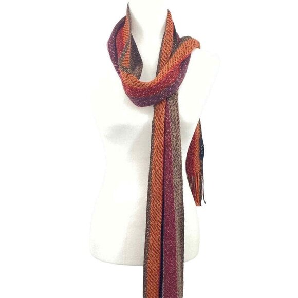 Cejon Scarf Womens‎ One Size Metallic Purple Red Orange Brown Acrylic 104" - Picture 3 of 5